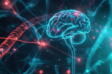 Poster - Exploring neural connections with vibrant brain imagery in a digital landscape