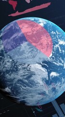 Leinwandbilder - Animation of multicolored infographic interface over rotating globe against space