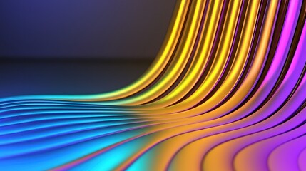 Poster - Abstract Multicolored Ribbons Flowing on Dark Background