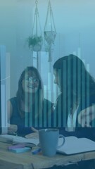 Poster - Animation of financial data processing over diverse business people in office