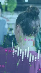 Poster - Animation of multiple graphs and trading board over diverse coworkers discussing reports