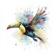 © Adrien - 날아오르는 투칸 수채화 그림