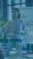 Poster - Animation of financial data processing over diverse business people in office