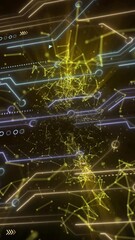 Poster - Animation of computer circuit board over network of connections on black background