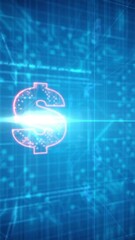 Fototapete - Animation of data processing and dollar icons over light spots
