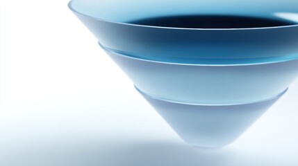 Poster - Overlapping translucent layers forming an abstract funnel, isolated on a pure white background. Process, conversion.