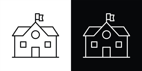 Poster - the learning fortress icon. contain symbolic icon of education, knowledge hub, institutional excellence from schoolhouse to university thin line icon. vector illustration