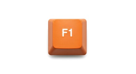 Poster - Orange F1 Computer Key on White Background