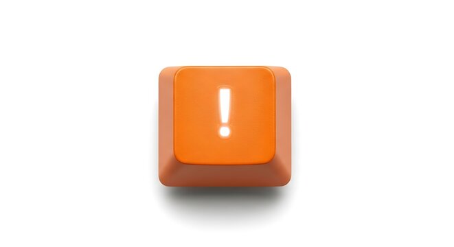 Orange exclamation point key on white background