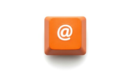 Poster - Orange keyboard key with at symbol on white background