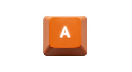 Poster - Orange Keyboard Key 'A' on White Background