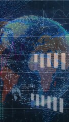 Poster - Animation of data processing and globe on black background