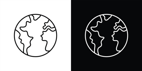 Poster - earth globe icon. contain global connectivity, international project, eco initiatives, worldwide reach thin line style icon symbol sign for your app web. vector illustration