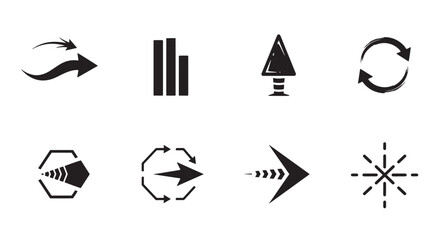 Poster - A collection of simple and modern arrow and directional icons in black and white