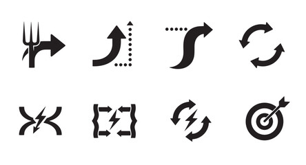 Poster - Abstract arrow icon set depicting direction change process cycles and targeting for design
