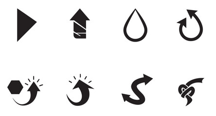 Poster - Collection of black and white vector arrows water drop and other icon design elements