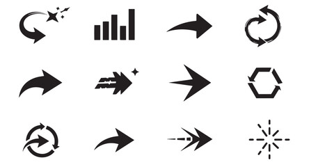 Poster - Collection of black arrow icons and symbols suitable for digital interface design