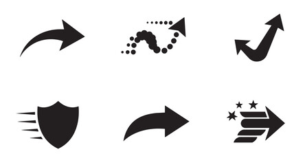 Poster - Collection of black arrow icons depicting direction progress protection and forward movement
