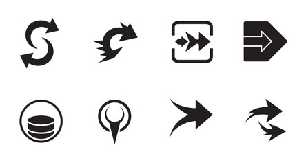 Poster - Collection of black arrows and directional icons for web design and navigation elements
