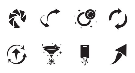 Poster - Collection of minimalist black icons representing diverse concepts and modern business ideas