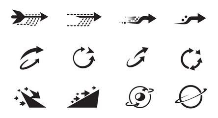 Poster - Collection of modern and stylish black arrow and circular directional symbols design elements