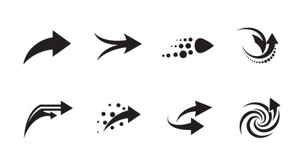 Poster - Collection of modern arrow icons featuring different shapes and directions for various design purposes