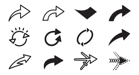 Poster - Collection of modern arrow icons in various styles for direction and navigation purposes