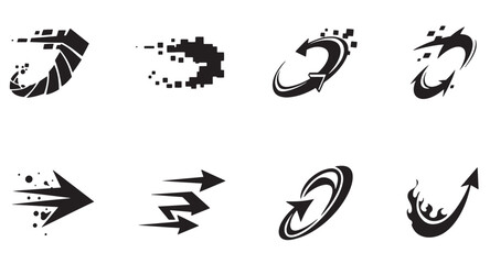 Poster - Collection of modern black arrows and directional symbols for design and business