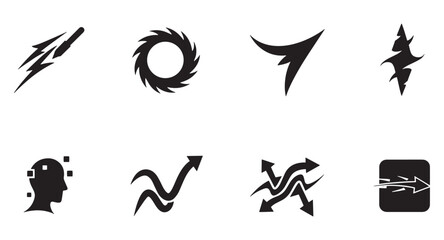 Poster - Collection of modern minimalist abstract vector icons representing various concepts and symbols