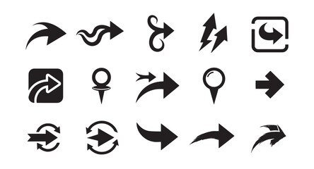 Poster - Collection of various black arrow icons showing different directional options and navigation