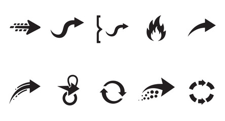 Poster - Collection of various black arrow symbols and directional icons for design and web graphics