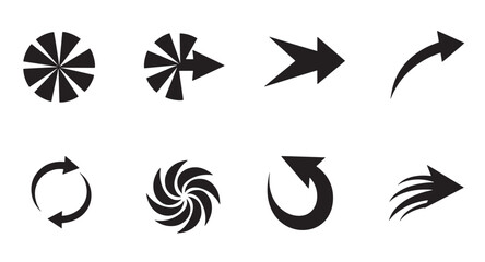 Poster - Diverse set of black arrow icons demonstrating various directions and design styles