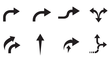 Poster - Simple black arrow icons representing directional choices navigation and guidance