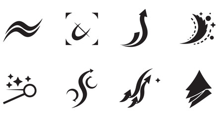 Poster - Vector graphics collection of abstract shapes featuring arrows and curvilinear elements