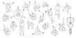 © ApoevArt - Line art illustration of various people seen from above. Monochrome design shows different poses and activities, perfect for architectural plans or creative layouts.