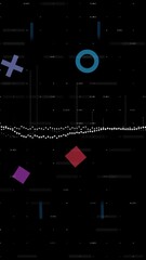 Poster - Digital sound wave animation with white dots and blue accents on black background