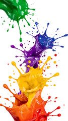 Fototapete - Vibrant paint bursts creating a stunning chromatic cascade against an isolated transparent backdrop