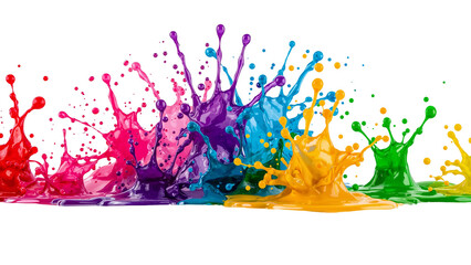 Poster - Vibrant paint bursts create a dynamic and colorful spectacle against an isolated transparent setting