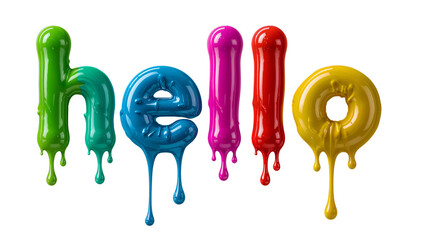 Aufkleber - Vibrant dripping hello letters, crafted with vivid hues and glossy paint effect on isolated