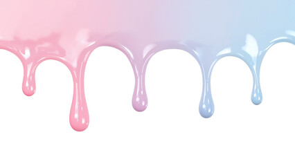 Fototapete - Pastel colored viscous liquid drops descending with isolated transparent background