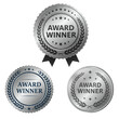 © Misbah - Three silver award winner seal design with stars and laurels for recognition and achievement