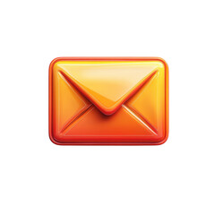 Fototapete - Shiny Orange Envelope Email Icon Design Glossy Notification Symbol on transparent background