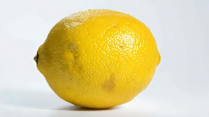 Poster - A close-up photo of a lemon on a white surface, ideal for food and beverage-related uses