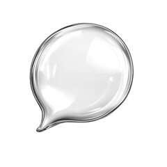 Poster - Clear Glass Speech Bubble Isolated on Black Background Minimalist on transparent background