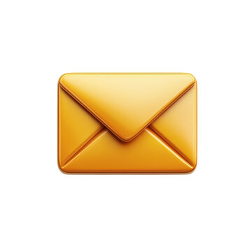 Golden Email Icon for Digital Communication Send Message Illustration on transparent background
