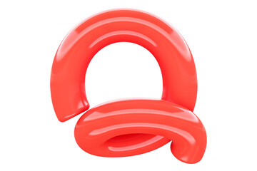 Poster - Vibrant smooth tube 3D letter Q. High quality 3D rendering modern alphabet design for kids & fun projects.