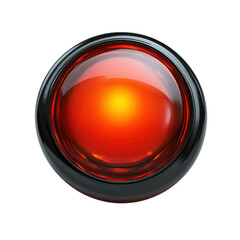 Poster - Glowing Red Button Shine Glass Light Sphere Round Circular Warning on transparent background