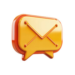 Fototapete - Glossy Orange Email Icon with Message Bubble Graphic Communication App on transparent background