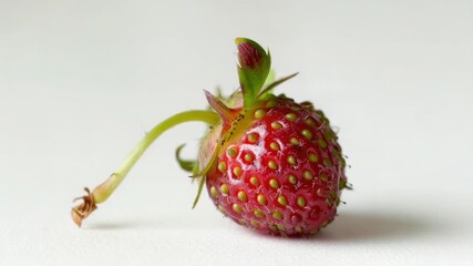 Poster - A fresh strawberry on a clean white surface, ideal for food photography or branding designs