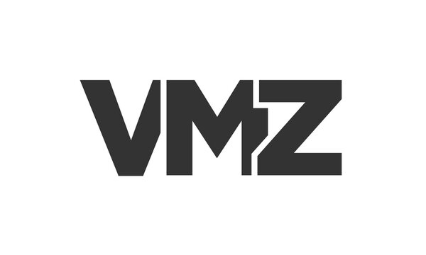 VMZ logo design template with strong and modern bold text. Initial based vector logotype featuring simple and minimal typography. Trendy company identity.